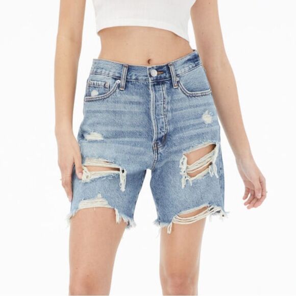Aeropostale Pants - Aeropostale Denim Skater Shorts Distressed Vintage 90s Slouchy High Rise